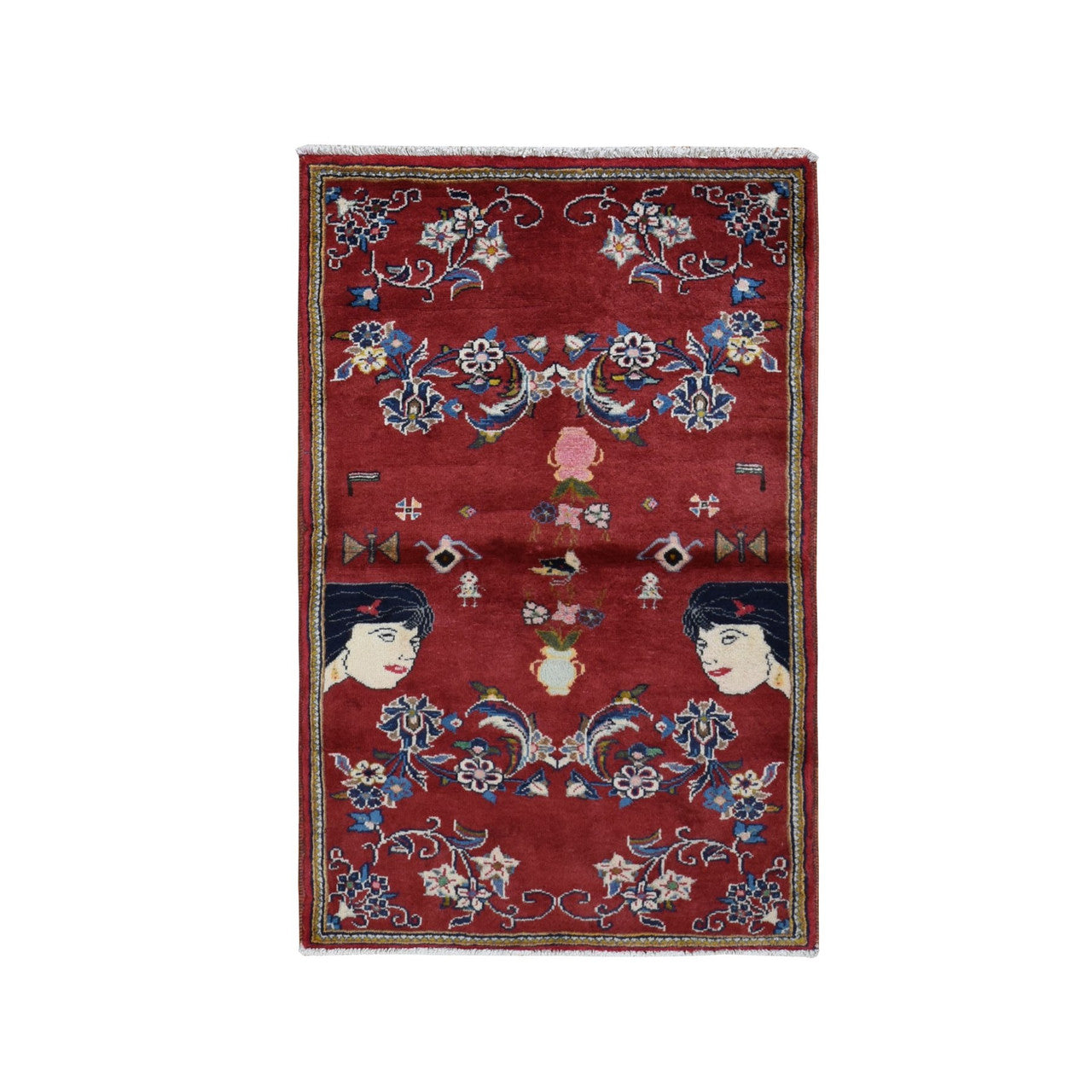 Persian Wool Hand Knotted Rug Red No Border 3.0X4.9 -O087435