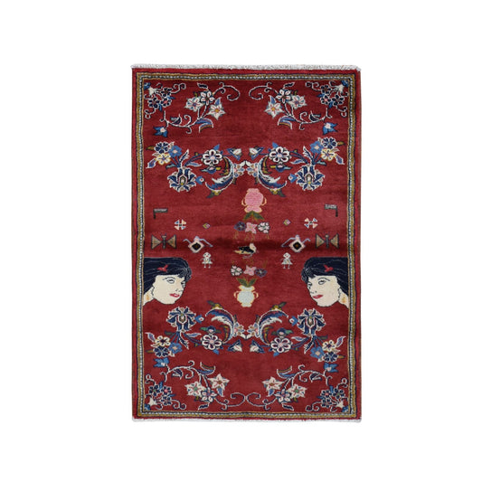Persian Wool Hand Knotted Rug Red No Border 3.0X4.9 -O087435