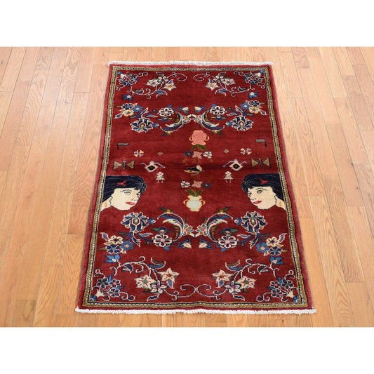 Persian Wool Hand Knotted Rug Red No Border 3.0X4.9 -O087435