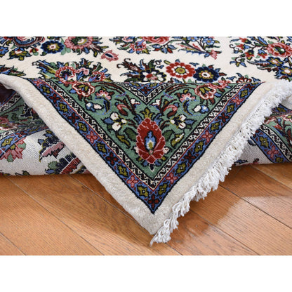 Persian Wool Hand Knotted Rug Ivory Green 4.4X6.8 -O087437