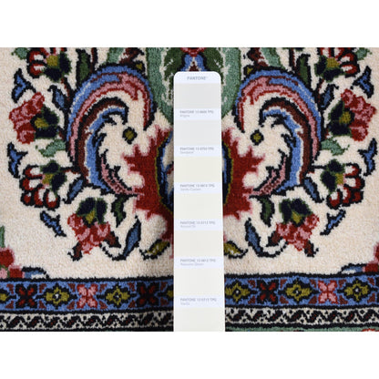 Persian Wool Hand Knotted Rug Ivory Green 4.4X6.8 -O087437