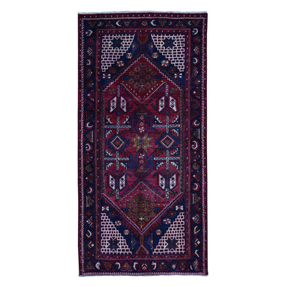 Persian Wool Hand Knotted Rug Red Blue 4.3X9.0 -O087440