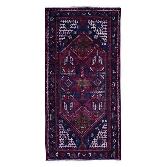 Persian Wool Hand Knotted Rug Red Blue 4.3X9.0 -O087440