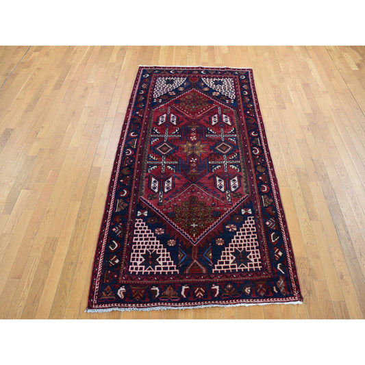 Persian Wool Hand Knotted Rug Red Blue 4.3X9.0 -O087440