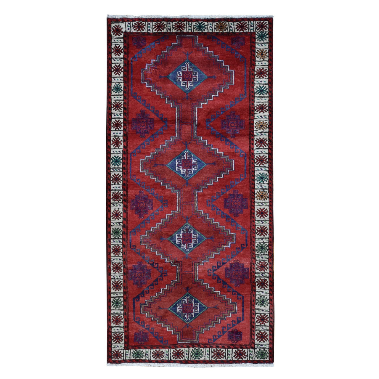 Red 3'8" x 7'9" Persian Hand knotted Wool Rug - Sku: O087443