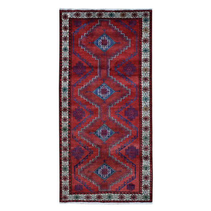Persian Wool Hand Knotted Rug Red Ivory 3.8X7.9 -O087443