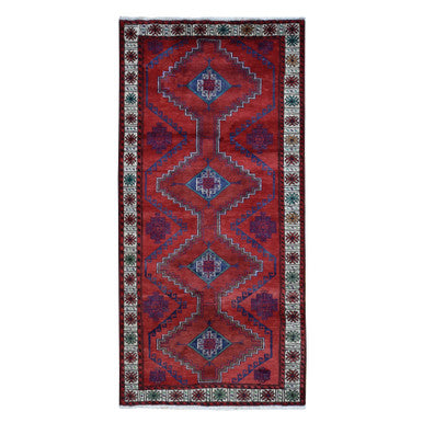 Persian Wool Hand Knotted Rug Red Ivory 3.8X7.9 -O087443