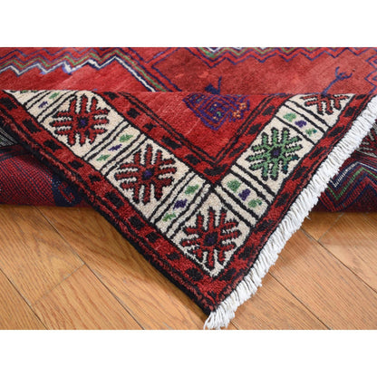 Persian Wool Hand Knotted Rug Red Ivory 3.8X7.9 -O087443