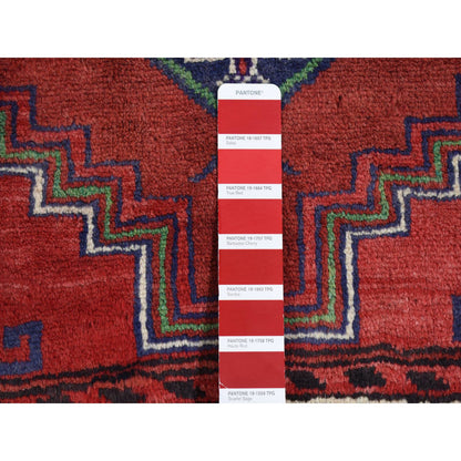 Persian Wool Hand Knotted Rug Red Ivory 3.8X7.9 -O087443