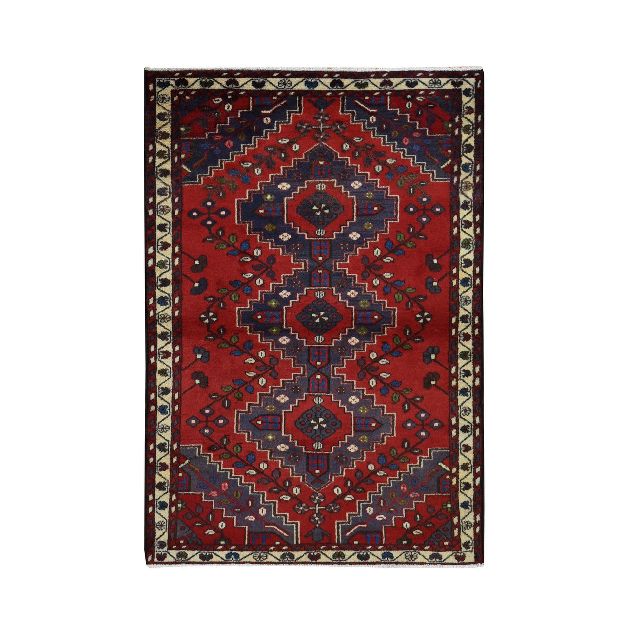 Persian Wool Hand Knotted Rug Red Ivory 3.5X5.0 -O087447