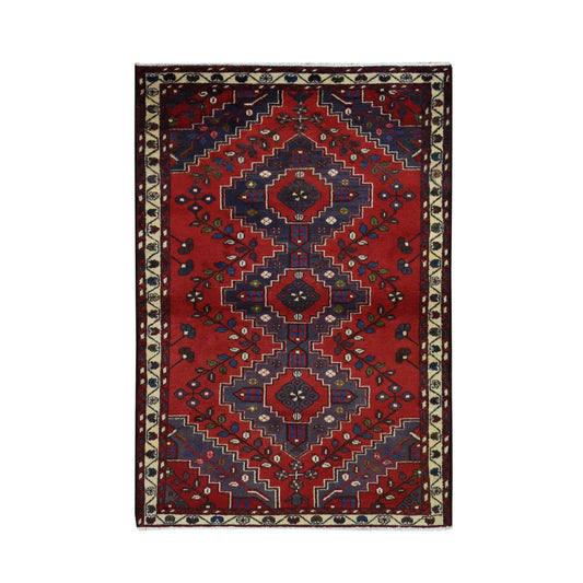 Persian Wool Hand Knotted Rug Red Ivory 3.5X5.0 -O087447