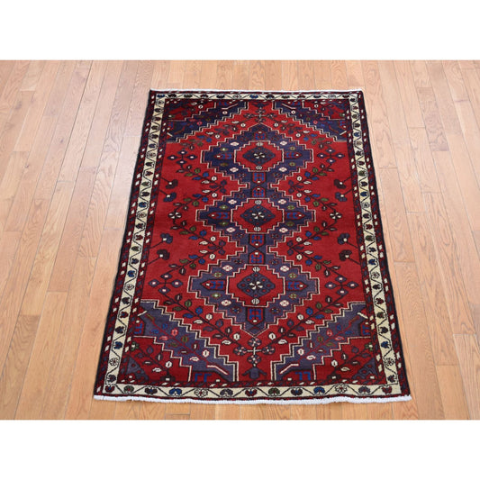 Persian Wool Hand Knotted Rug Red Ivory 3.5X5.0 -O087447