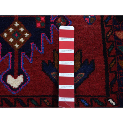 Persian Wool Hand Knotted Rug Red Blue 2.4X9.3 -O087450