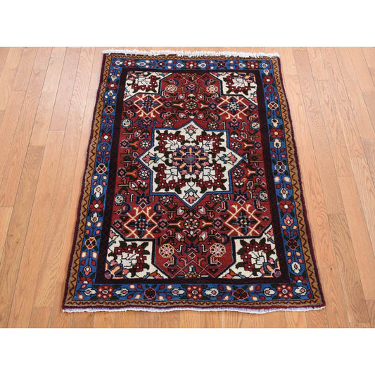 Persian Wool Hand Knotted Rug Red Blue 3.4X4.10 -O087451