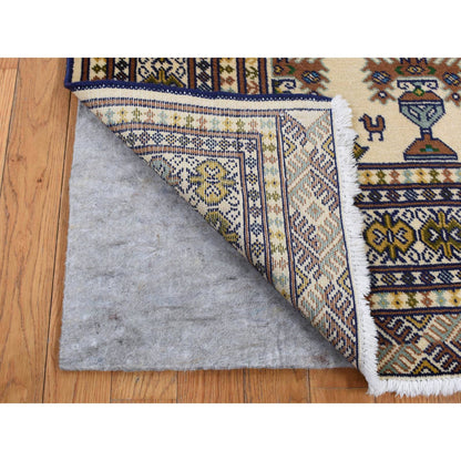 Tribal & Geometric Wool Hand Knotted Rug Ivory Ivory 4.3X5.7 -O087453