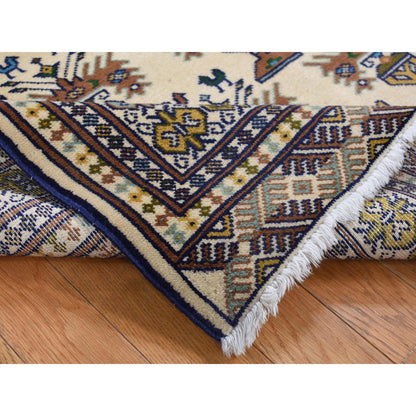 Tribal & Geometric Wool Hand Knotted Rug Ivory Ivory 4.3X5.7 -O087453