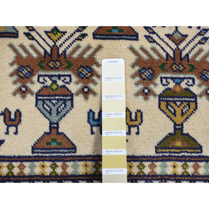 Tribal & Geometric Wool Hand Knotted Rug Ivory Ivory 4.3X5.7 -O087453