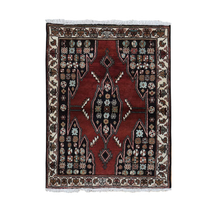 Persian Wool Hand Knotted Rug Red Ivory 3.6X4.8 -O087454