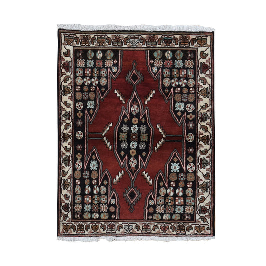 Persian Wool Hand Knotted Rug Red Ivory 3.6X4.8 -O087454
