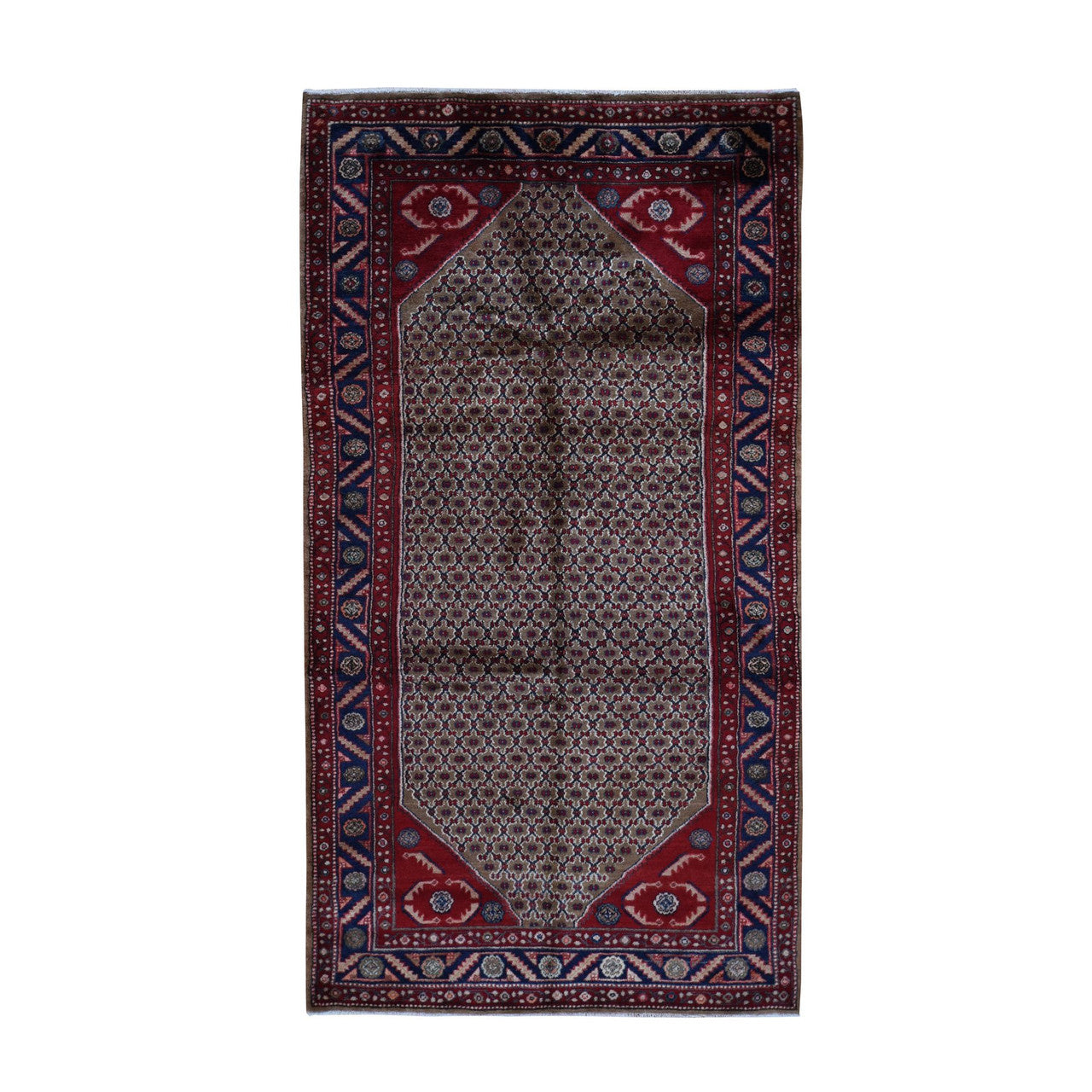 Brown 5'0" x 9'6" Persian Hand knotted Wool Rug - Sku: O087456