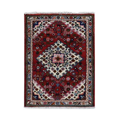 Persian Wool Hand Knotted Rug Red Ivory 3.7X4.8 -O087457