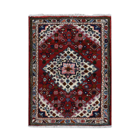 Persian Wool Hand Knotted Rug Red Ivory 3.7X4.8 -O087457