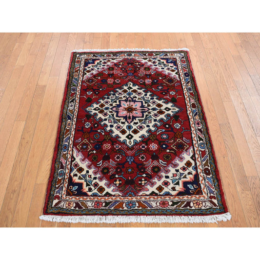Persian Wool Hand Knotted Rug Red Ivory 3.7X4.8 -O087457