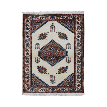 Persian Wool Hand Knotted Rug Ivory Ivory 3.3X4.3 -O087459
