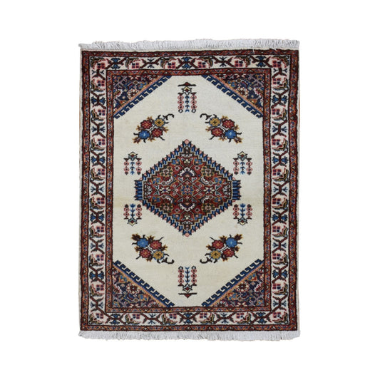 Persian Wool Hand Knotted Rug Ivory Ivory 3.3X4.3 -O087459