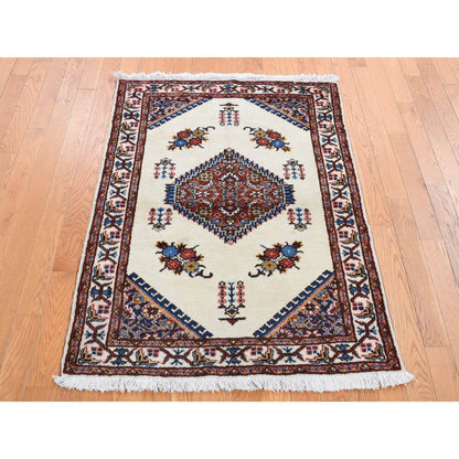Persian Wool Hand Knotted Rug Ivory Ivory 3.3X4.3 -O087459