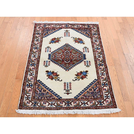 Persian Wool Hand Knotted Rug Ivory Ivory 3.3X4.3 -O087459