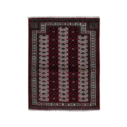 Persian Wool Hand Knotted Rug Red Ivory 3.2X4.1 -O087460