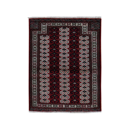Persian Wool Hand Knotted Rug Red Ivory 3.2X4.1 -O087460