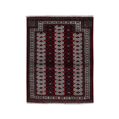 Persian Wool Hand Knotted Rug Red Ivory 3.2X4.1 -O087460