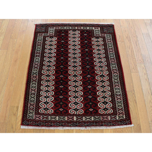 Persian Wool Hand Knotted Rug Red Ivory 3.2X4.1 -O087460