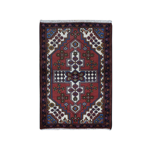 Persian Wool Hand Knotted Rug Red Midnight Blue 3.5X5.0 -O087464