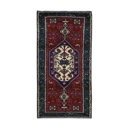 Persian Wool Hand Knotted Rug Red Blue 3.4X6.8 -O087467