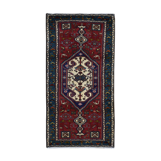 Persian Wool Hand Knotted Rug Red Blue 3.4X6.8 -O087467