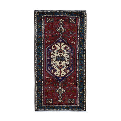 Persian Wool Hand Knotted Rug Red Blue 3.4X6.8 -O087467