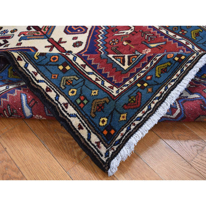 Persian Wool Hand Knotted Rug Red Blue 3.4X6.8 -O087467