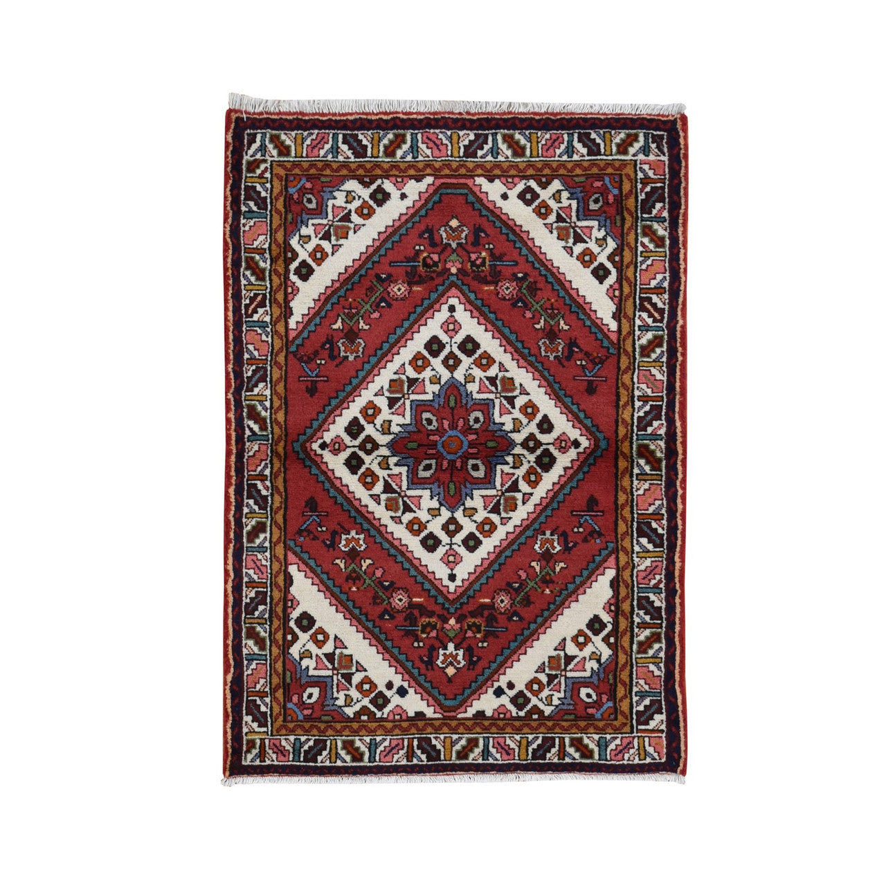 Persian Wool Hand Knotted Rug Red Ivory 3.5X5.1 -O087468
