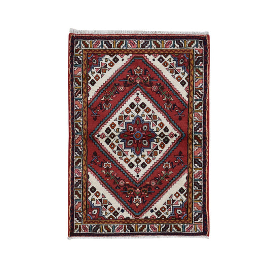 Persian Wool Hand Knotted Rug Red Ivory 3.5X5.1 -O087468