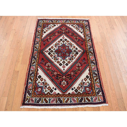 Persian Wool Hand Knotted Rug Red Ivory 3.5X5.1 -O087468
