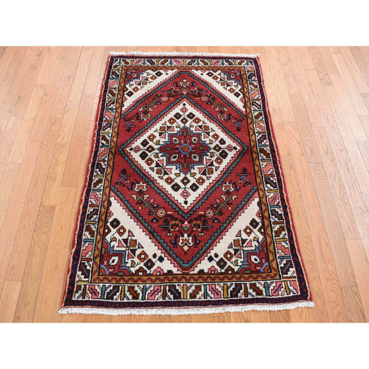 Persian Wool Hand Knotted Rug Red Ivory 3.5X5.1 -O087468