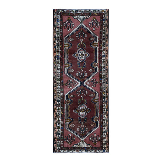 Persian Wool Hand Knotted Rug Red Ivory 3.9X9.9 -O087469
