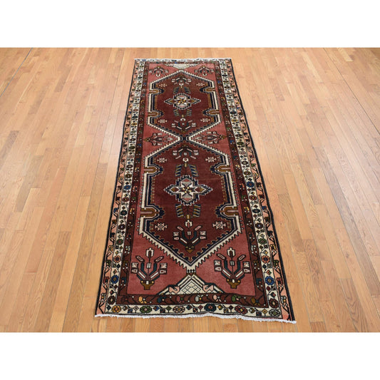 Persian Wool Hand Knotted Rug Red Ivory 3.9X9.9 -O087469