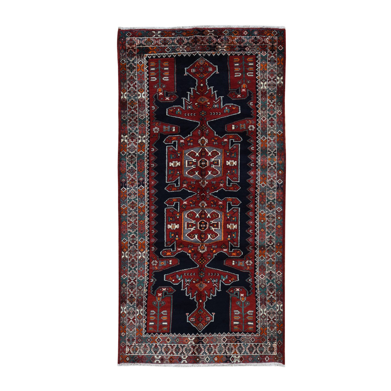 Blue 4'8" x 9'7" Persian Hand knotted Wool Rug - Sku: O087472