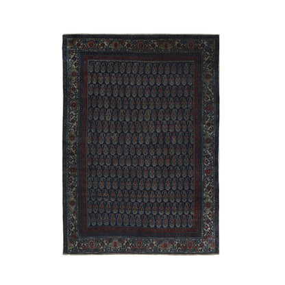 Overdyed & Vintage Worn Wool Hand Knotted Rug Blue Ivory 4.0X6.0 -O087479