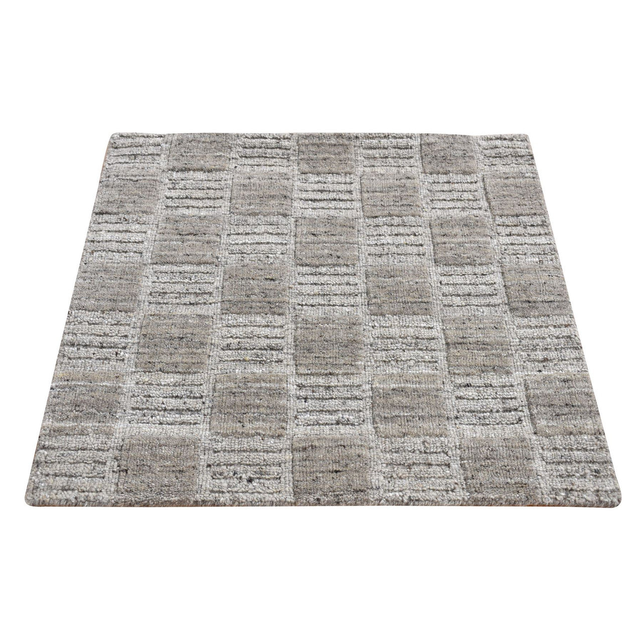 Gray 2'1" x 2'3" Modern and Contemporary Handloom Wool Rug - Sku: O087483