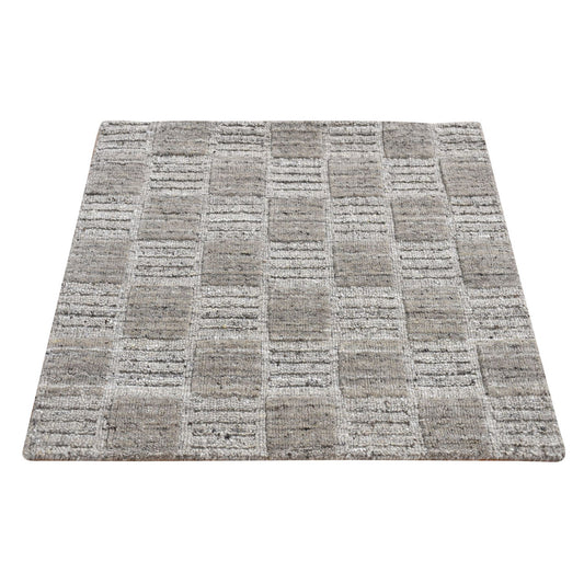 Modern and Contemporary Wool Hand Loomed Rug Grey No Border 2.1X2.3 -O087483